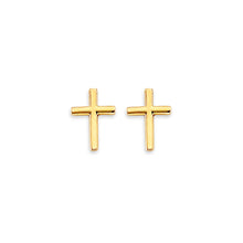 Load image into Gallery viewer, 14K Yellow Gold Screw Back Cross Stud Earrings