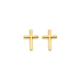 14K Yellow Gold Screw Back Cross Stud Earrings