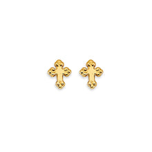 Load image into Gallery viewer, 14K Yellow Gold Cross Stud Earrings With Screw Back