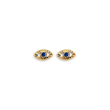 Load image into Gallery viewer, 14K Yellow Gold Evil Eye Stud Earrings With Screw Back