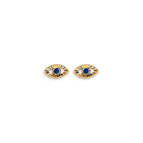 14K Yellow Gold Evil Eye Stud Earrings With Screw Back