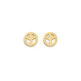 14K Yellow Gold Peace Stud Earrings With Screw Back