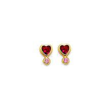 Load image into Gallery viewer, 14K Yellow Gold Heart CZ Stud Earrings With Screw Back