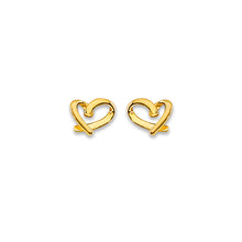 Load image into Gallery viewer, 14K Yellow Gold Screw Back Heart Stud Earrings