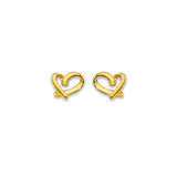 14K Yellow Gold Screw Back Heart Stud Earrings