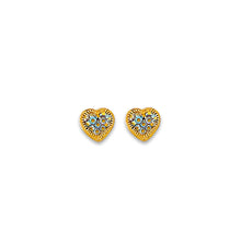 Load image into Gallery viewer, 14K Yellow Gold Heart CZ Stud Earring With Screw Back