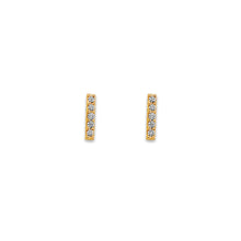 Load image into Gallery viewer, 14K Yellow Gold Bar CZ Stud Earrings With Screw Back