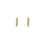 14K Yellow Gold Bar CZ Stud Earrings With Screw Back