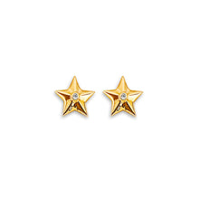 Load image into Gallery viewer, 14K Yellow Gold Screw Back Star CZ Stud Earrings