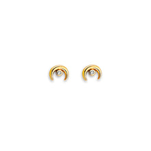 Load image into Gallery viewer, 14K Yellow Gold Moon CZ Stud Earrings With Screw Back