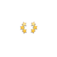 Load image into Gallery viewer, 14K Yellow Gold 3 Star Stud Earrings With Screw Back