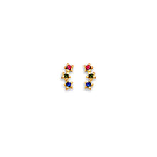 Load image into Gallery viewer, 14K Yellow Gold 3 Stars CZ Stud Earrings With Screw Back