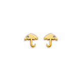 14K Yellow Gold Umbrella CZ Stud Earrings With Screw Back