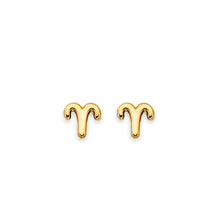 Load image into Gallery viewer, 14K Yellow Gold Zodiac Aries Stud Earrings With Screw Back