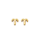 14K Yellow Gold Zodiac Aries Stud Earrings With Screw Back