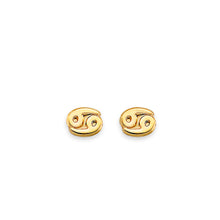 Load image into Gallery viewer, 14K Yellow Gold Zodiac Cancer Stud Earrings With Screw Back