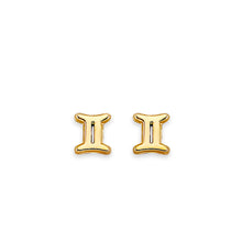 Load image into Gallery viewer, 14K Yellow Gold Zodiac Gemini Stud Earrings With Screw Back