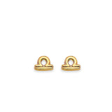 14K Yellow Gold Zodiac Libra Stud Earrings With Screw Back