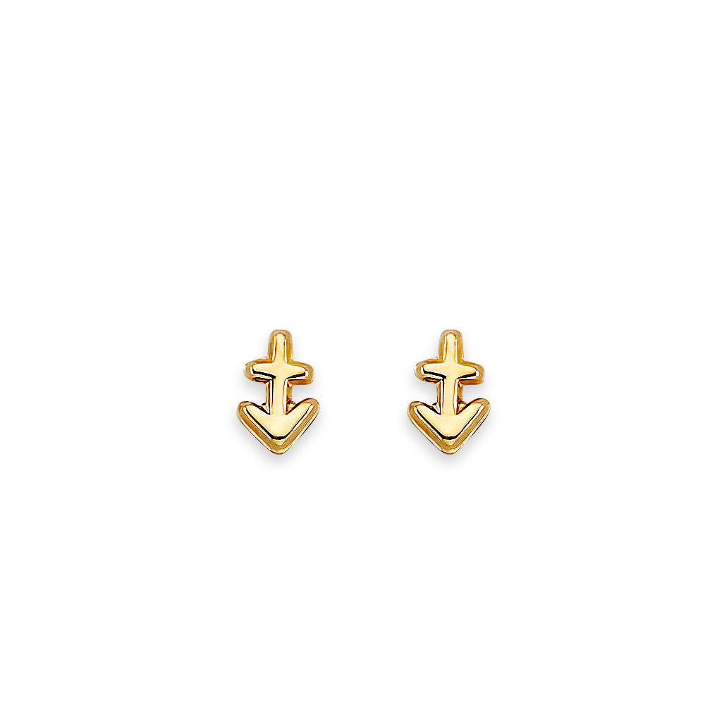 14K Yellow Gold Zodiac Sagittarius Stud Earrings With Screw Back