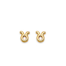 Load image into Gallery viewer, 14K Yellow Gold Zodiac Tauru Stud Earrings With Screw Back