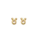 14K Yellow Gold Zodiac Tauru Stud Earrings With Screw Back