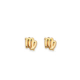 14K Yellow Gold Zodiac Virgo Stud Earrings With Screw Back