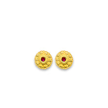 Load image into Gallery viewer, 14K Yellow Gold Flower CZ Stud Earrings With Screw Back