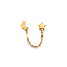 Load image into Gallery viewer, 14K Yellow Gold Star And Moon Crawler Stud Earrings With Screw Back