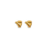 14K Yellow Gold Thumbsup Stud Earrings With Screw Back