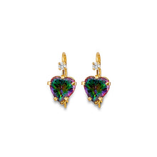 Load image into Gallery viewer, 14K Yellow Gold Heart CZ Wire Hook Stud Earrings