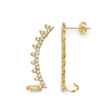 Load image into Gallery viewer, 14K Yellow Gold CZ Side Way Push Back Stud Earrings