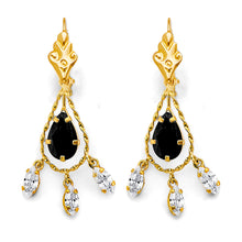 Load image into Gallery viewer, 14K Yellow Gold CZ Chandelier Stud Earrings