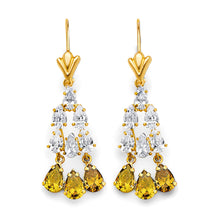 Load image into Gallery viewer, 14K Yellow Gold Peridot CZ Chandelier Stud Earrings