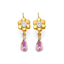 Load image into Gallery viewer, 14K Yellow Gold CZ Wire Hook Stud Earrings