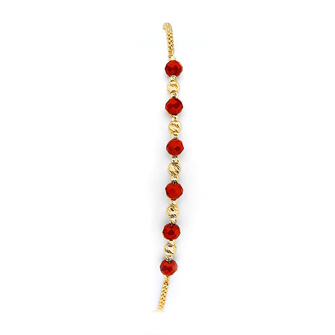 14K Yellow Gold Coral Bead Friendship Bracelet