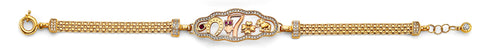 14K Two Tone Gold CZ Lucky ID Bracelet