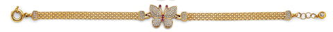 14K Two Tone Gold CZ Butterfly Bracelet