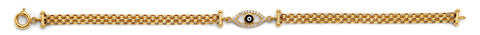 14K Yellow Gold CZ Evil Eye Center Bracelet