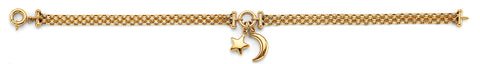 14K Yellow Gold Star And Moon Center Bracelet