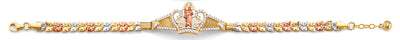 14K Tri Color Gold St Jude Crown ID CZ Bracelet