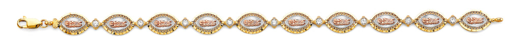 14K Tri Color Gold CZ St Jude Bracelet