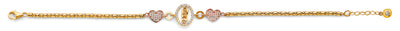 14K Tri Color Gold  Guadalupe And Heart CZ Bracelet