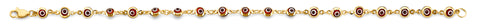 14K Yellow Gold Evil Eye Red Bracelet