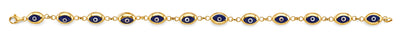 14K Yellow Gold Blue Evil Eye Bracelet