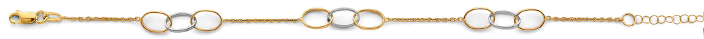 14K Two Tone Triple Together Oval Bracelet