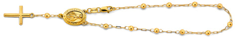 14K Yellow Gold 3mm Disco Ball Rosary Bracelet With Virgin Mary