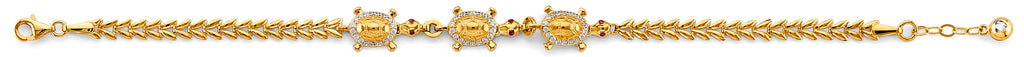 14K Yellow Gold CZ Turtle Bracelet