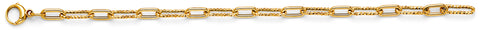 14K Yellow Gold Hollow Paperclip 1+1 Bracelet