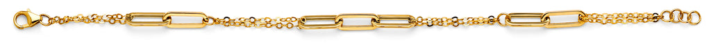 14K Yellow Gold Hollow Paperclip Bracelet