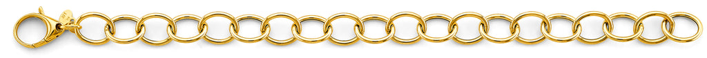 14K Yellow Gold Hollow Oval Link Bracelet